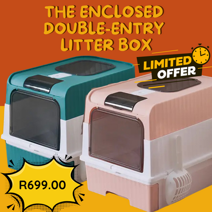 Enclosed Double-Entry Cat Litter Box