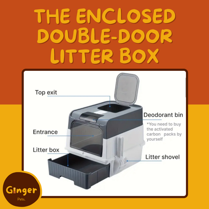 Enclosed Double-Entry Cat Litter Box