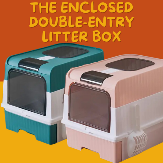 Enclosed Double-Entry Cat Litter Box