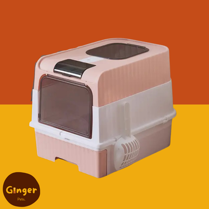 Enclosed Double-Entry Cat Litter Box