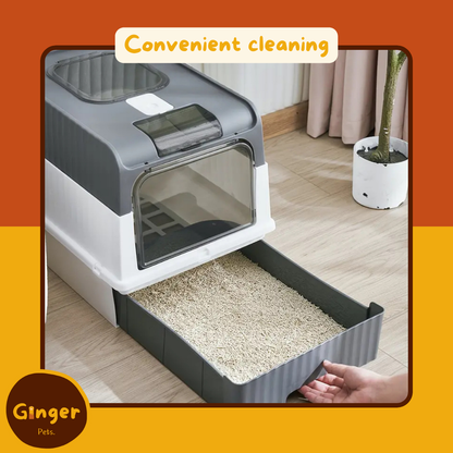 Enclosed Double-Entry Cat Litter Box