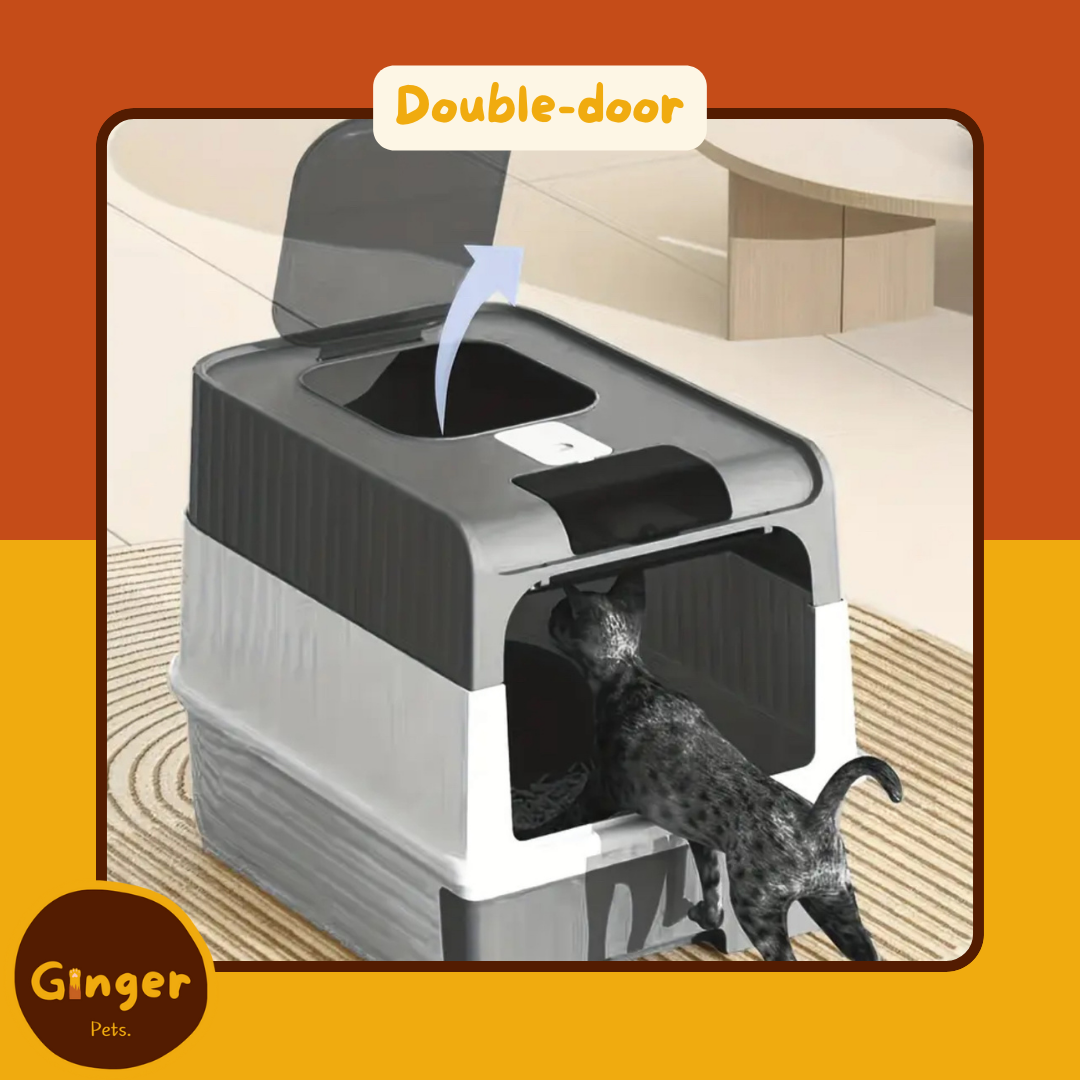 Enclosed Double-Entry Cat Litter Box